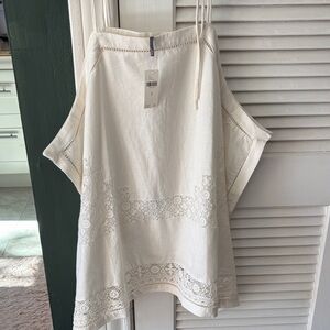 Elegant Cream Lace Trim Shirt with Ties - Anthropologie NWT size M